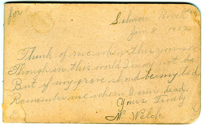 A signature of William “Billy” Welch from 1902