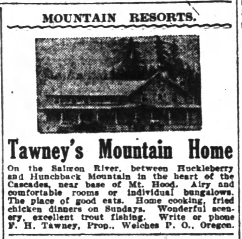 Tawney's Mountain Home Advert